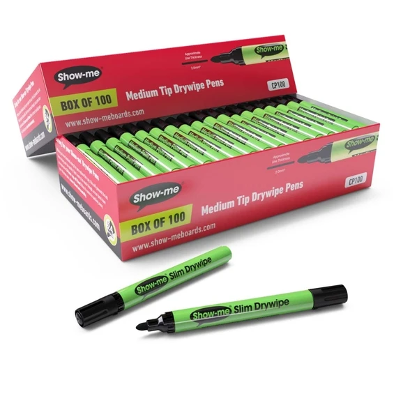 Show-me Drywipe Pen - Medium Tip Black - Pack Of 100 2 Show-me Drywipe Pen - Medium Tip Black - Pack Of 100 - Image 2