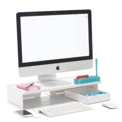 White Monitor Riser -Organized Desk Outlet Store 150519 Holiday1 1796 a