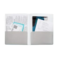 Aqua + Light Gray 2-Pocket Poly Folder