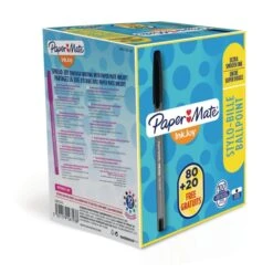 Paper Mate® Inkjoy 100 Ballpoint Pen, Cap Lid, Black - Pack Of 100