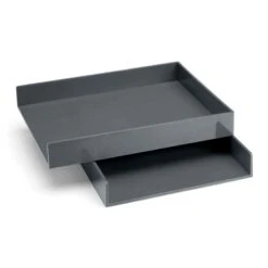 Dark Gray Letter Trays, Set Of 2 5 Dark Gray Letter Trays, Set Of 2 -Organized Desk Outlet Store poppin dark gray setof2 letter trays 2