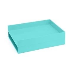 Aqua Letter Trays, Set Of 2 -Organized Desk Outlet Store product desktop letter trays aqua 02 a.11.4