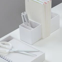 White Pen Cup -Organized Desk Outlet Store product desktop pencup white lifestyle 02 a
